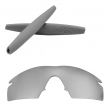 Walleva Mr Shield Polarized Titanium Replacement Lenses with Gray Earsocks for Oakley M Frame Strike Sunglasses